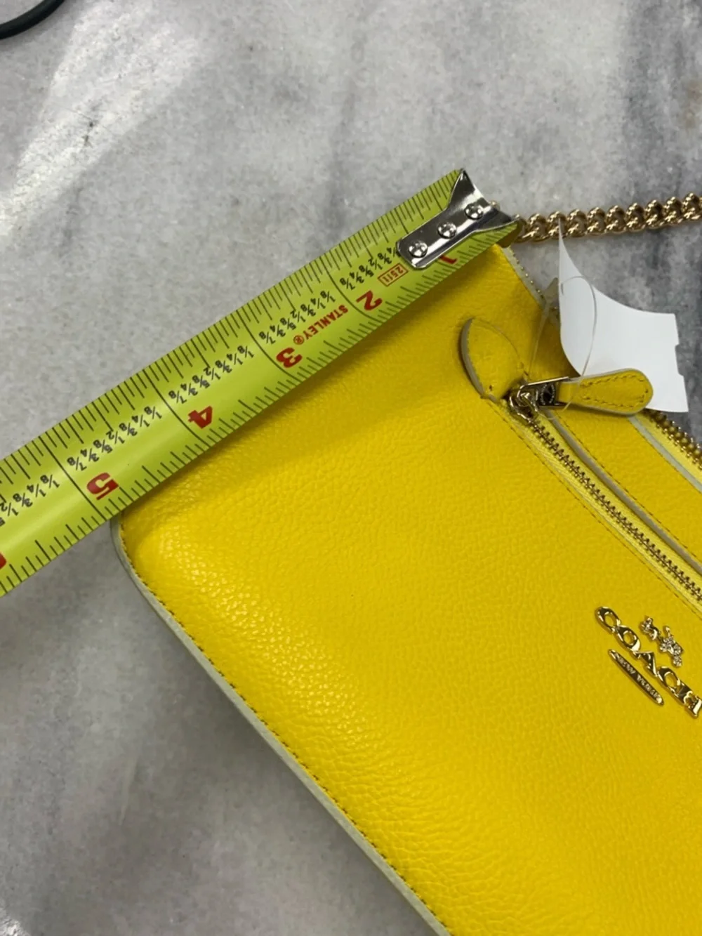 Coach Yellow Leather Shoulder Bag with Gold Chain